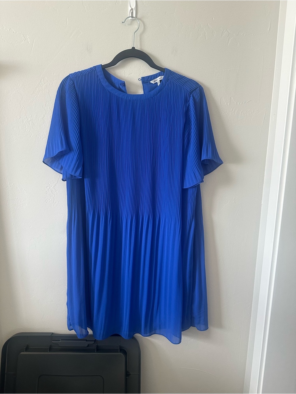 Naked Zebra Pleated Short Sleeve Dress - Blue